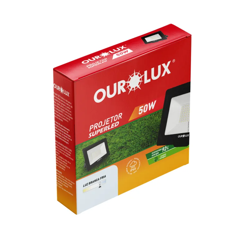 Refletor Projetor Preto 50W 6500k Ourolux