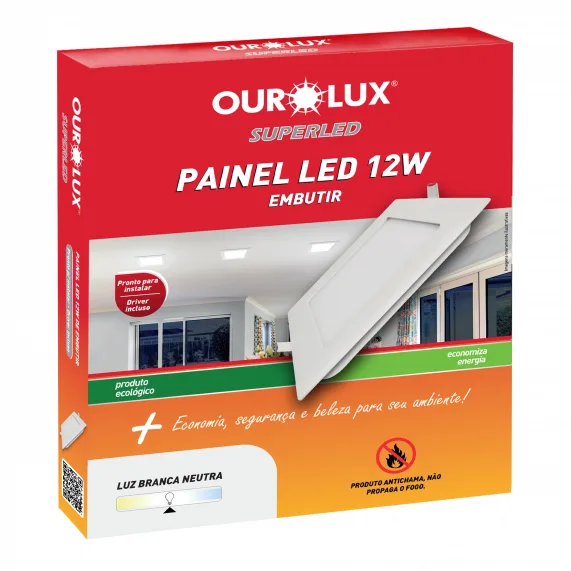 Luminaria LED Emb 12W Quadr 3209 Ourolux