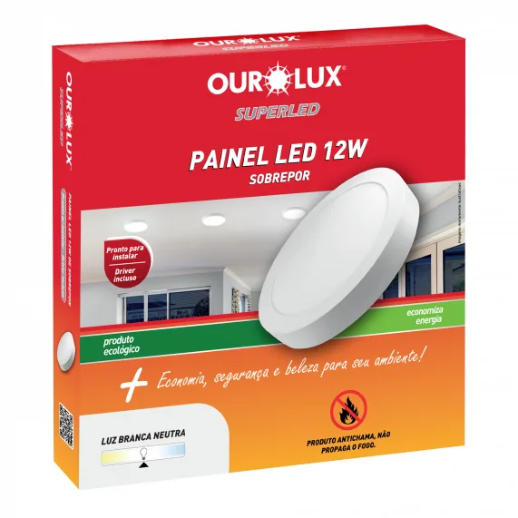 Luminaria LED Sobrepor 12W Redond 3216 Ourolux