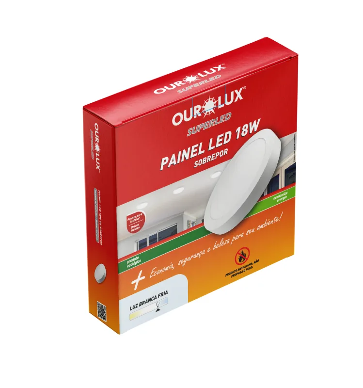 Luminaria LED Fria Sobr 18W Redond 3214 6500k Ourolux