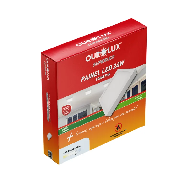 Luminaria LED Fria Sobr 24W Quadr 3213 6500k Ourolux