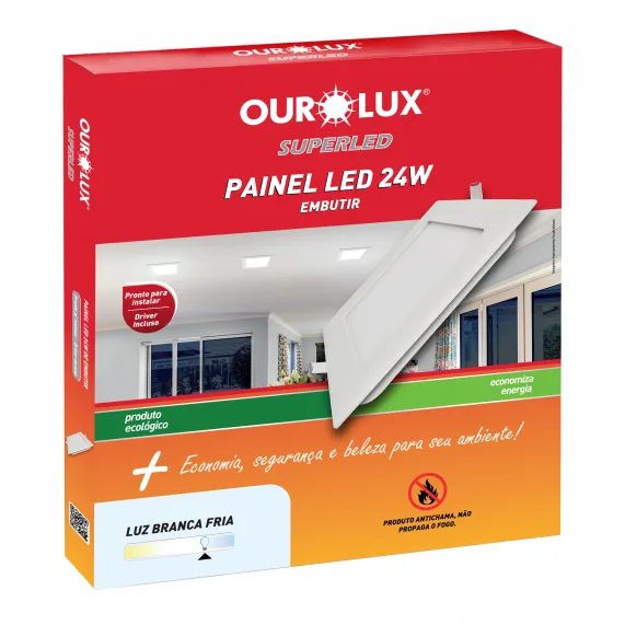 Luminaria LED Fria Emb 24W Quadr 3205 6500k Ourolux
