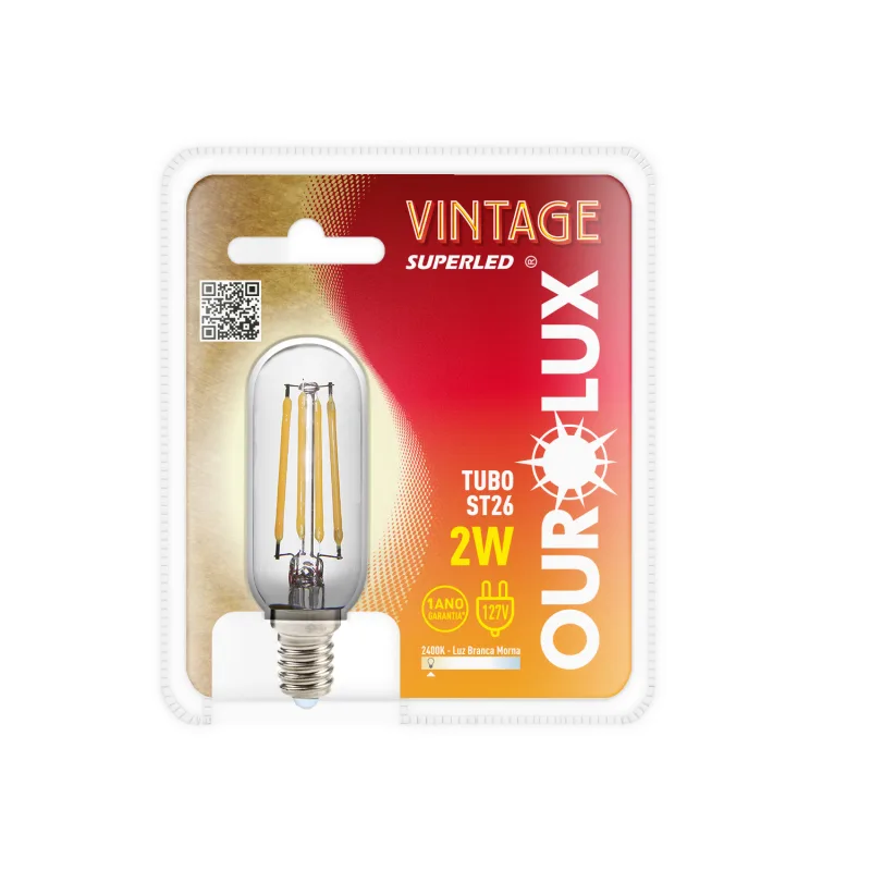 Vintage LED Tubo St26 2 W 127V 2.400k Ourolux