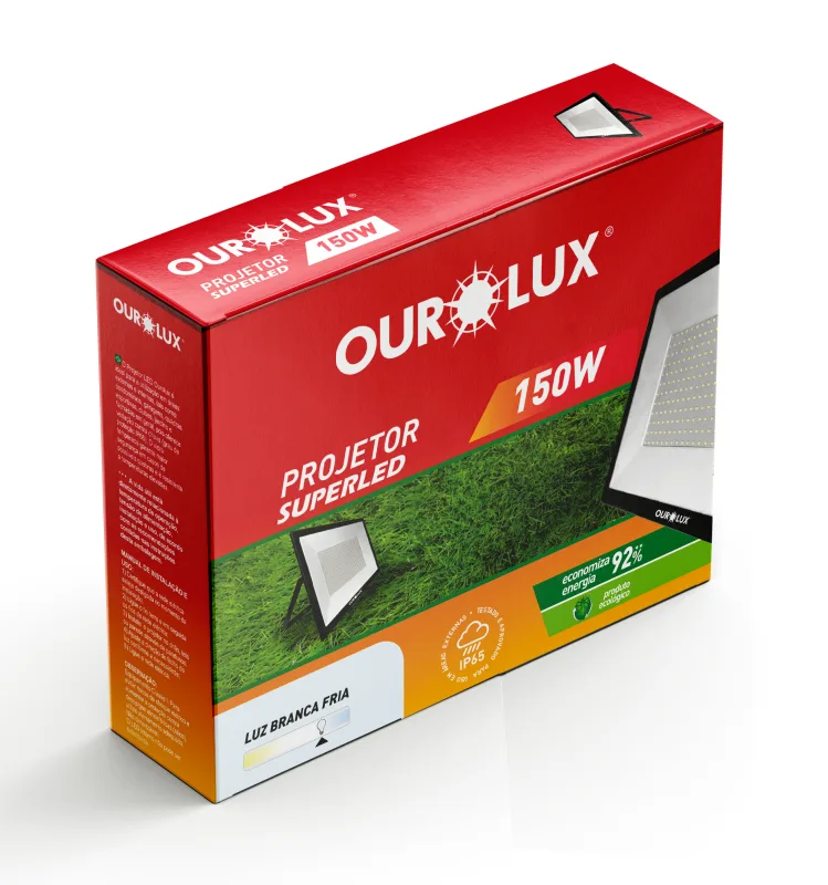 Refletor Projetor Preto 150W 3268 6500k Ourolux