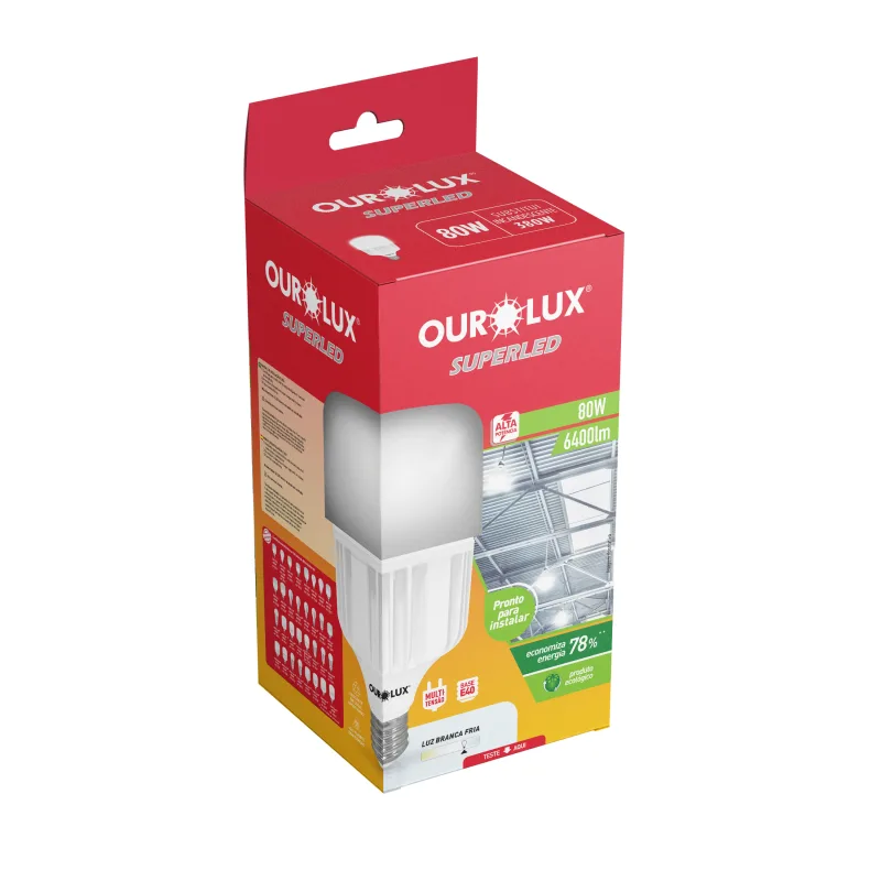 Lampada Superled Alta Poten T 80W BI 6500k E40